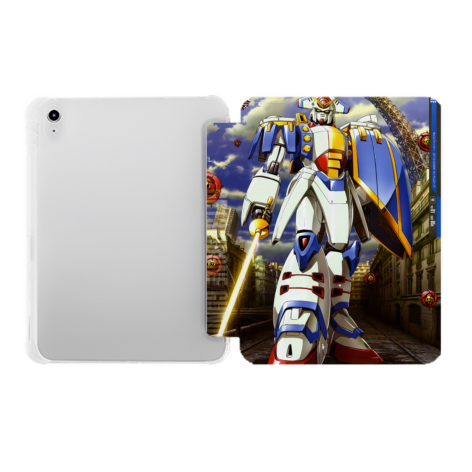 （画像用） 機動戦士ガンダム Mobile Suit Gundam IPad ケース ペン収納付き 三つ折りスタンド PUレザー×シリコン 対応機種9.5/10.5/10.9インチ